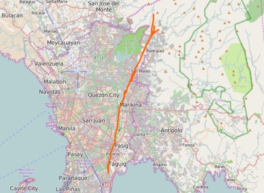 Marikina West / East Valley Faultline System in Metro Manile